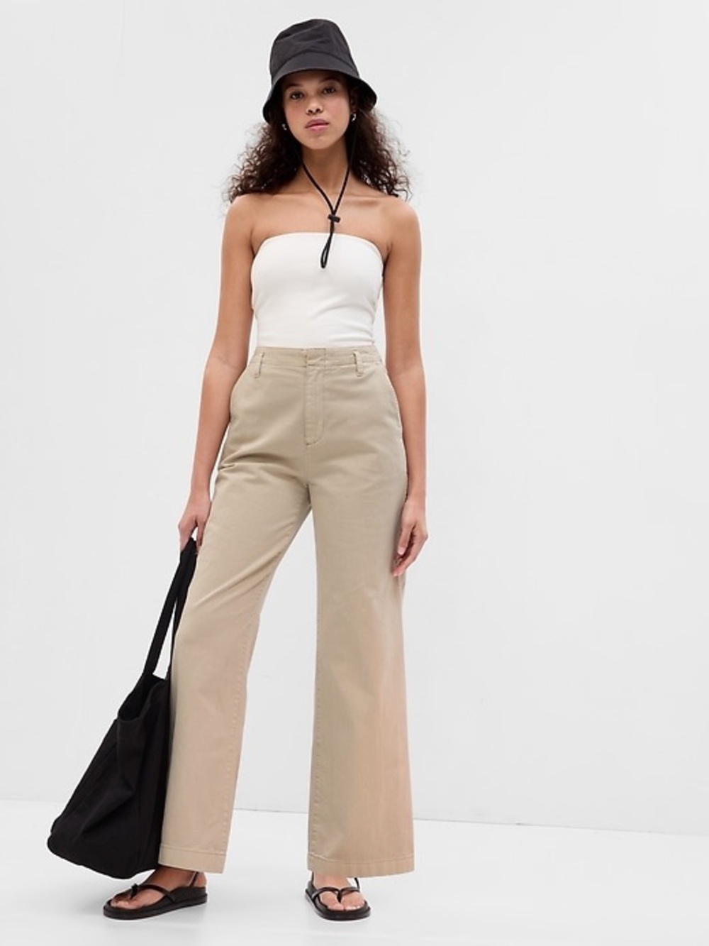 GAP Wide-Leg High-Rise Chinos in Khaki